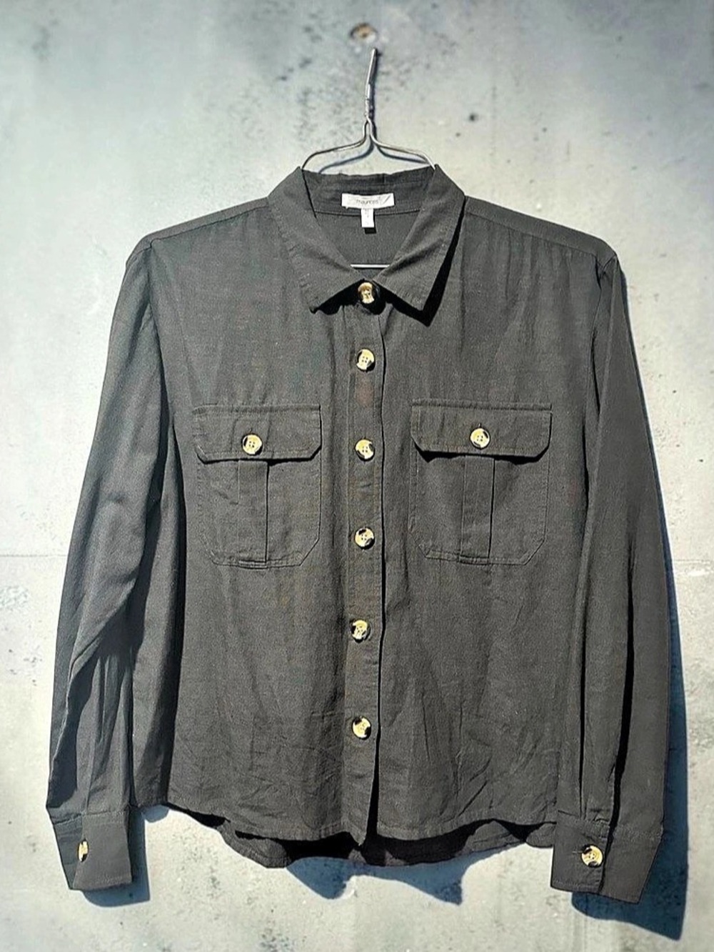 Maurices Utility Button Down Shirt in Gray